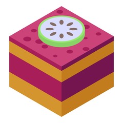 Soursop on cake icon. Isometric of soursop on cake vector icon for web design isolated on white background