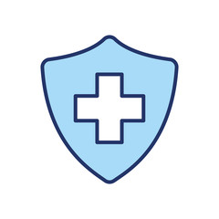 Isolated cross inside shield line and fill style icon vector design