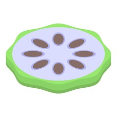 Cutted soursop icon. Isometric of cutted soursop vector icon for web design isolated on white background