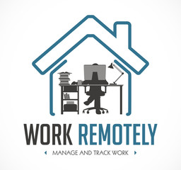 Fototapeta Work Remotely concept - stay at home and work -  jobs for freelancers  obraz