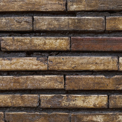 weathered brick wall close up background, filtered image
