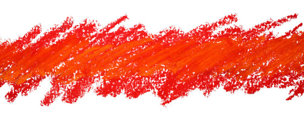 Pastel, crayon, chalk stripe background red-orange. Red line with paper texture and stripe crayon....