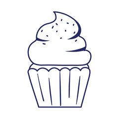 happy birthday sweet cupcake snack celebration isolated icon line style