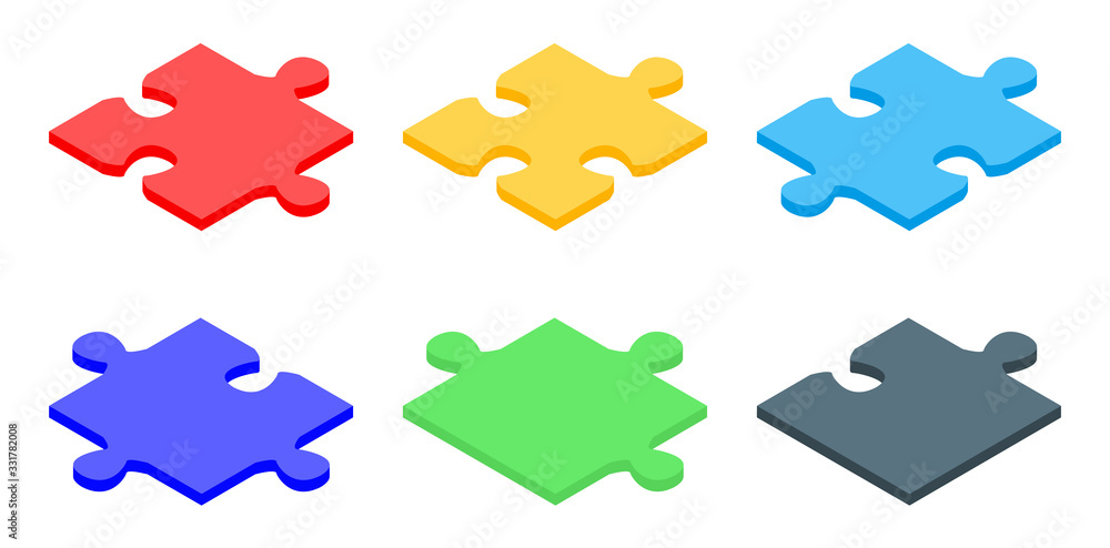 Aufkleber jigsaw icons set. isometric set of jigsaw vector icons for web design isolated on white background
