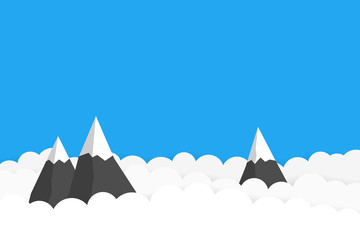 The tops of the mountains among the clouds. Vector background with empty place for your text