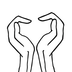 Naklejka premium Vector black hand drawn doodle sketch love heart arms sign isolated on white background