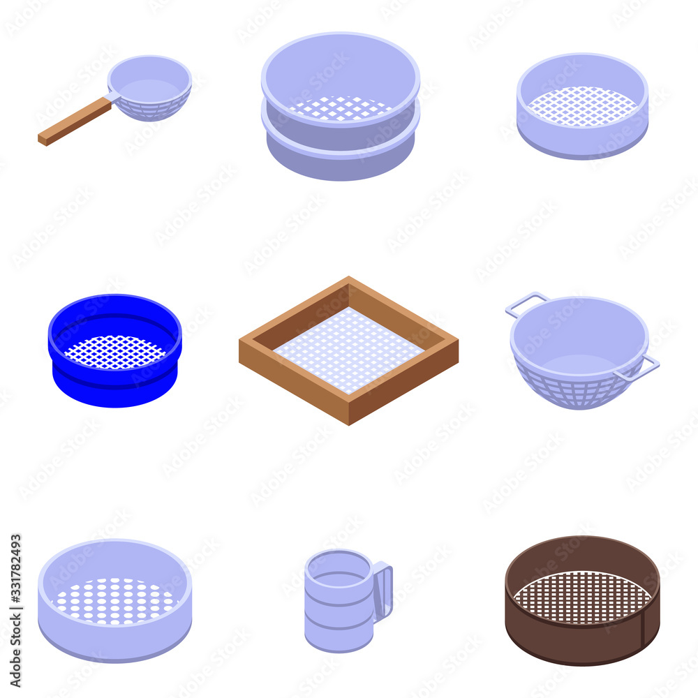 Aufkleber sieve icons set. isometric set of sieve vector icons for web design isolated on white background