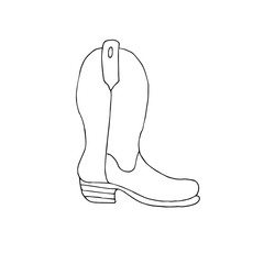 Vector hand drawn doodle sketch cowboy western boot isolated on white background
