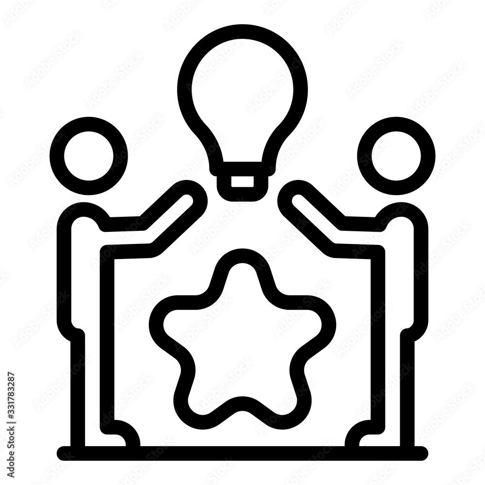 Poster teamwork innovation icon. outline teamwork innovation vector icon for web design isolated on white b