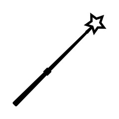 Magic wand icon. Black silhouette. Vector graphic illustration. Isolated object on a white background. Isolate.