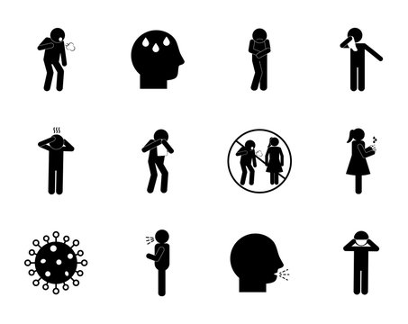 Covid 19 Silhouette Style Icon Set Vector Design