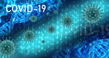 coronavirus covid19 covid-19 on blue background neon