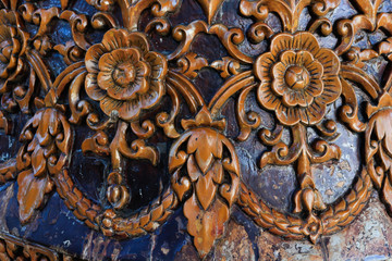 Carved Thai on the wood in doi suthep chiang mai thailand