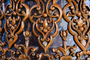 Carved Thai on the wood in doi suthep chiang mai thailand