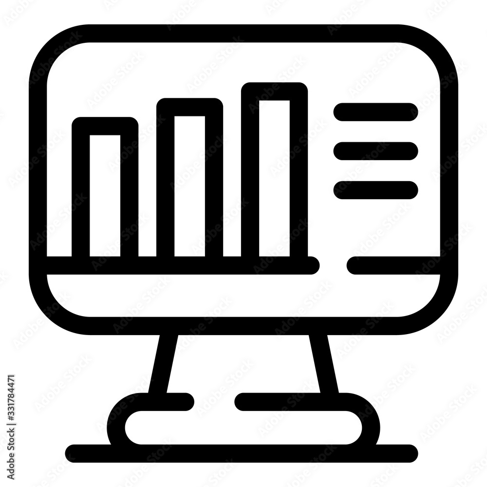 Poster monitor graph chart icon. outline monitor graph chart vector icon for web design isolated on white b