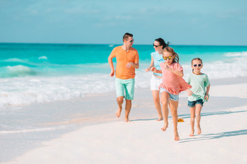 Young family on vacation have a lot of fun