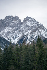 Obraz premium High alpine mountains with snow in Germany and blue beautiful sky