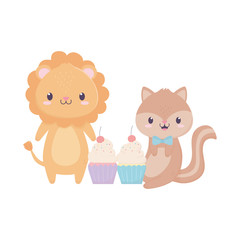 happy birthday squirrel lion cupcake celebration decoration
