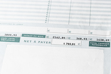 Bulletin de salaire avec net à payer