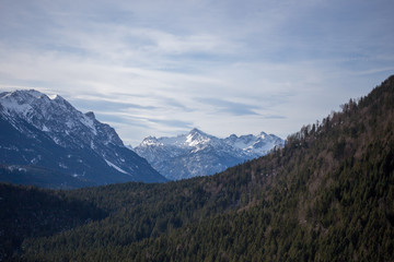 Obraz premium High alpine mountains with snow in Germany and blue beautiful sky