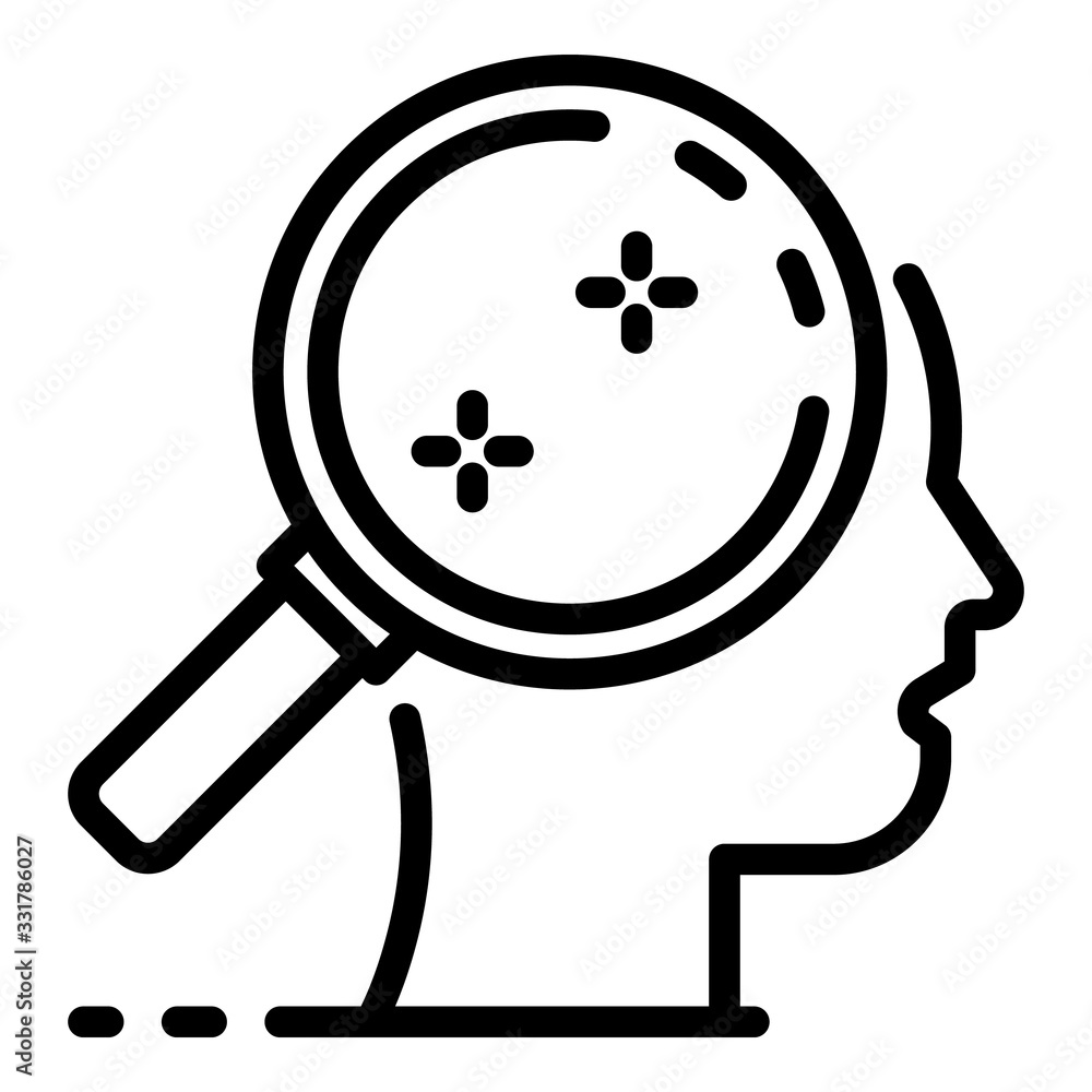 Poster magnifier life skills icon. outline magnifier life skills vector icon for web design isolated on whi