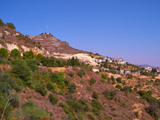 Fototapeta na wymiar Pano Lefkara located in Cyprus with hills on the background