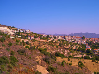 Fototapeta premium Pano Lefkara located in Cyprus with hills on the background