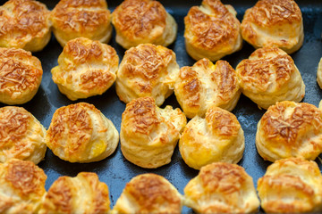 Close up shot of home made baked scones