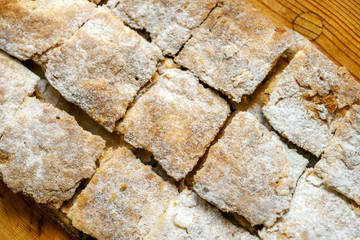 Baked dough sheets of a Napoleon cake