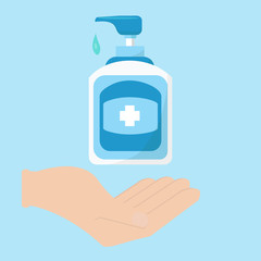 Hand sanitizer,vector hand sanitizer symbol / alcohol bottle for hygiene. Alcohol rub sanitizers kill most bacteria and stop some viruses such as coronavirus.