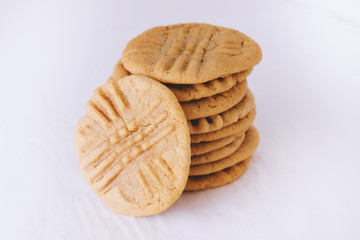 Peanut butter cookies isolated on white background.