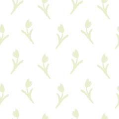 Seamless flower pattern in vector. Tulip flowers, minimalistic background for interior decoration, Wallpaper, fabric