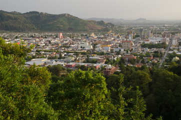 Fototapeta na wymiar Temuco city view from the Cerro Nielol.