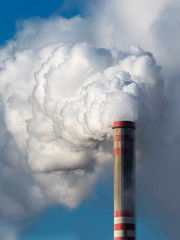 Industrial smoke stack of coal power plant, coal fired power station, chimney,