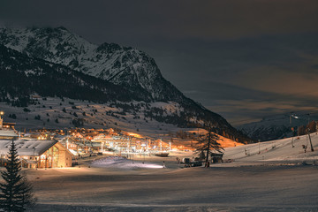 beautiful night view of montgenevre, monginevro ski village