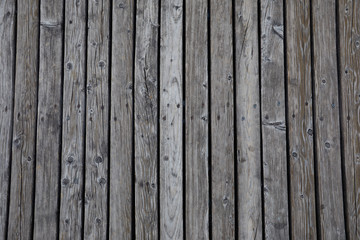 Fototapeta premium Wooden texture. Old terrace board. Background of old natural wooden dark empty deck with messy and grungy crack beech, oak tree floor texture inside vintage, retro perfect blank.