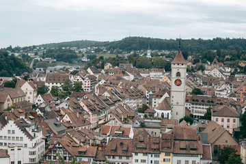 Fototapeta premium Panoramic view of the old European city of Schaffhausen