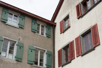 Fototapeta na wymiar Old vintage wooden window in western european style
