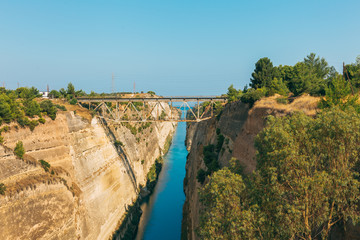 Fototapeta na wymiar Landscape of the Corinth Canal in Greece