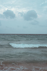 Beautiful surging mediterranean sea with waves