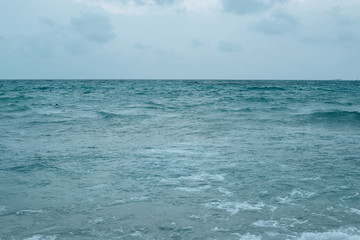Fototapeta na wymiar Beautiful surging mediterranean sea with waves