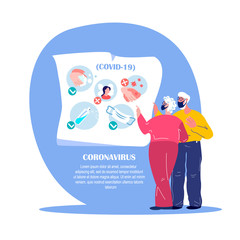 Coronavirus Epidemic Isolation.Novel COVID 2019-nCoV.Old Pensioners,GrandparentS in Medical Face Mask.Prevention Measures Advice on Quarantine.