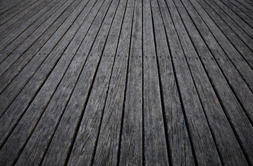 Wooden texture. Old terrace board. Background of old natural wooden dark empty deck with messy and grungy crack beech, oak tree floor texture inside vintage, retro perfect blank.