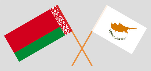 Crossed flags of Belarus and Cyprus