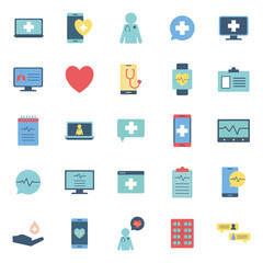 Isolated health online flat style icon set vector design