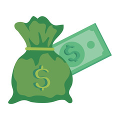 bill money with money bag isolated icon vector illustration design