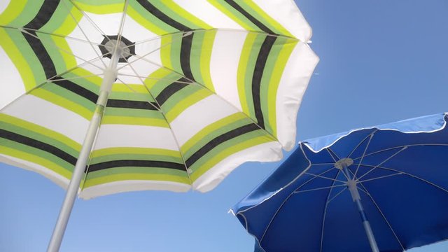 Closeup Of A Green Beach Umbrella