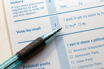 Vote by Mail check box with pen