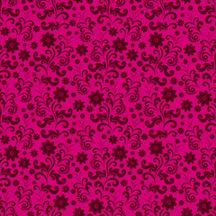Seamless flower pattern in vector. Maroon and crimson color ornament and background, Wallpaper, fabric