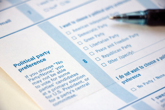 Voter Registration Form - Political Party Preference